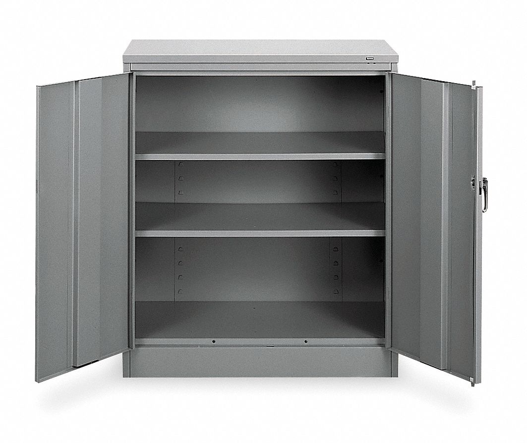 ARMOIRE,HAUTEUR DU COMPTOIR,4 ÉTAGÈRES RGLB,CAPCHG 150 LB,GRIS,36 X 42 X 18PO,AC/CHROME