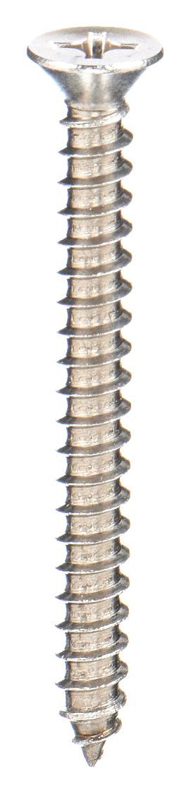Sheet Metal Screw: #10 Size, 1 1/2 in Lg, Stainless Steel, Plain, Square, Flat, 100 PK