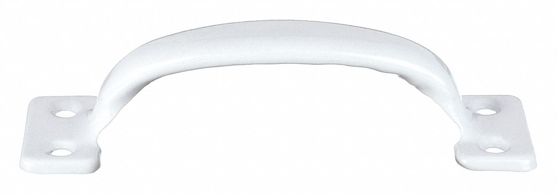 Pull Handle: Unthreaded Holes, Steel, White, 4.63 in Mounting Hole Center to Center