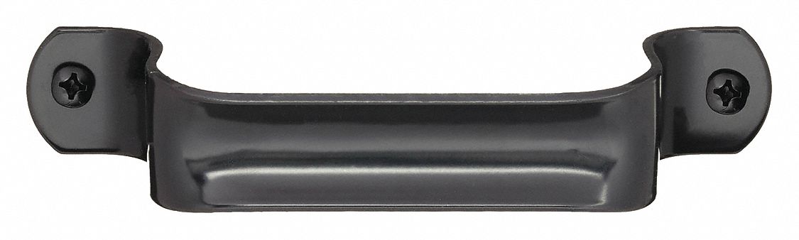 Pull Handle: Unthreaded Holes, Steel, Black, 6.31 in Mounting Hole Center to Center