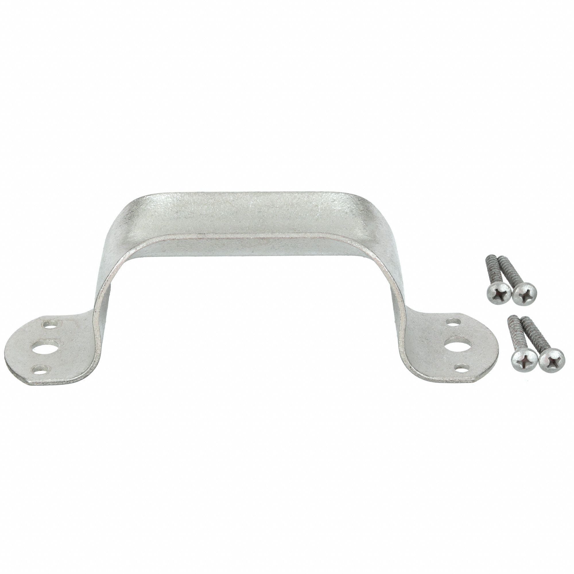 GRAINGER APPROVED Steel Pull Handle with Galvanized Finish, Silver