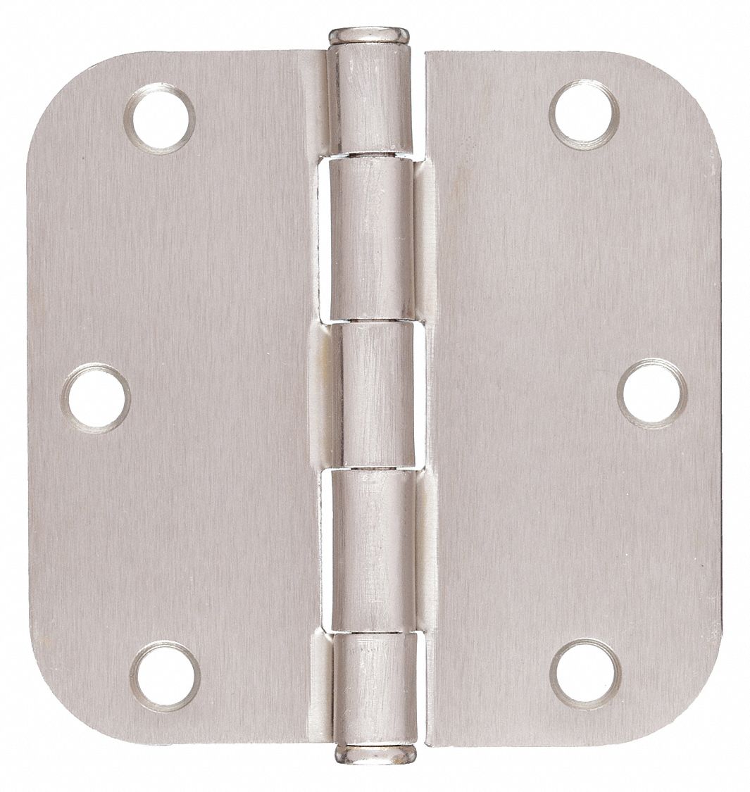 Butt Hinge: Steel, Full Mortise, 1 1/2 in Leaf Wd, 2 PK
