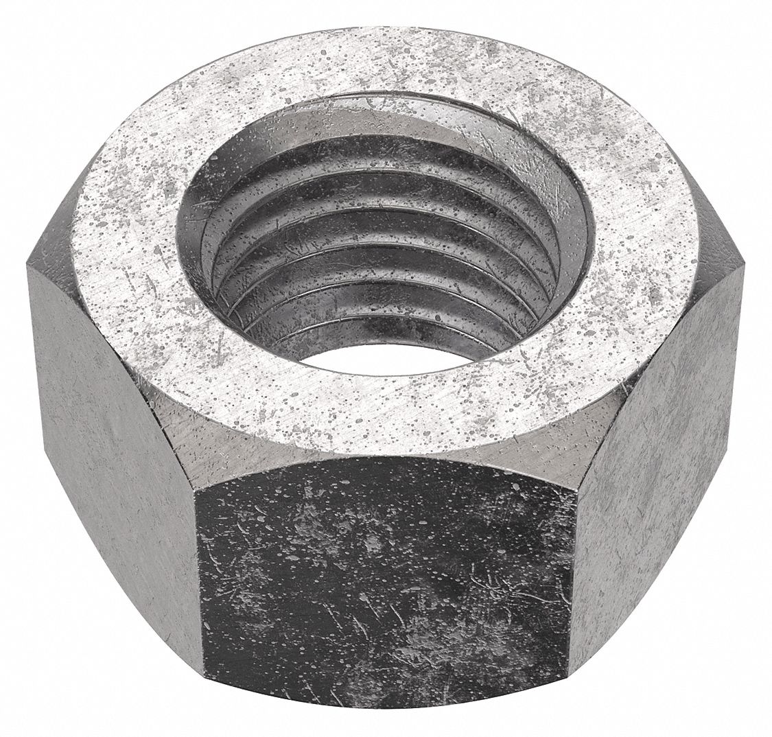 Hex Nut: Std Hex, 7/8"-9 Thread, 1 19/64 in Hex Wd, 3/4 in Hex Ht, Stainless Steel, 316, Plain, 5 PK
