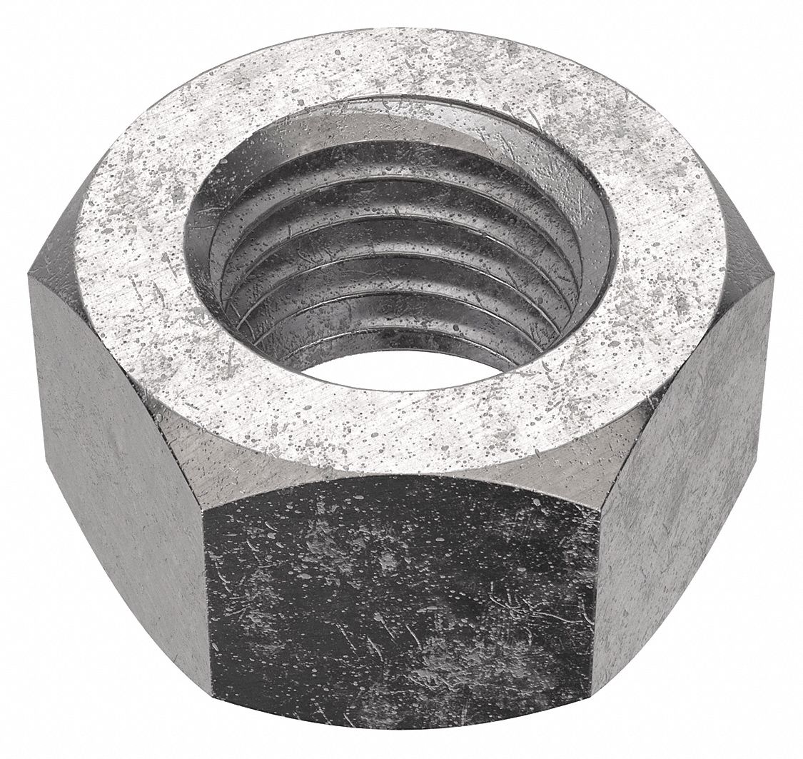 Hex Nut: Std Hex, 1 1/8"-7 Thread, 1 11/16 in Hex Wd, 31/32 in Hex Ht, Stainless Steel, 316, Std