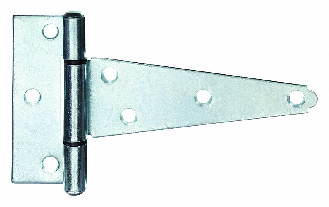 Tee Hinge: Steel, 3 13/16 in Leaf Ht, 1 1/2 in Leaf Wd