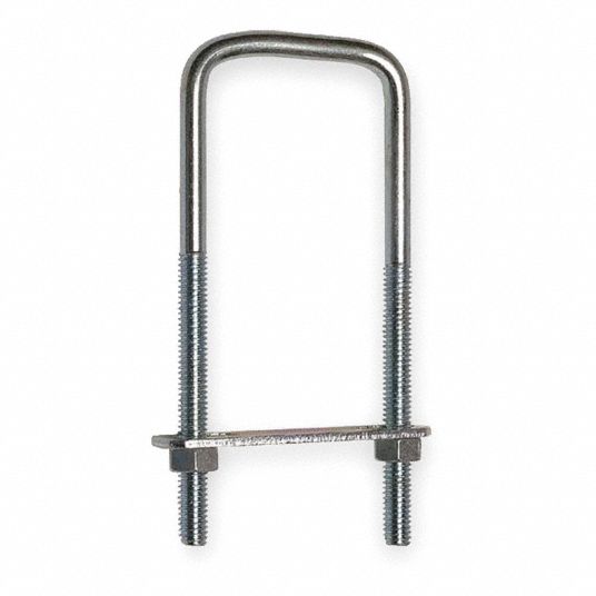 GRAINGER APPROVED UBolt, Square, Steel, Zinc, 5/16 in, 3 in Thread