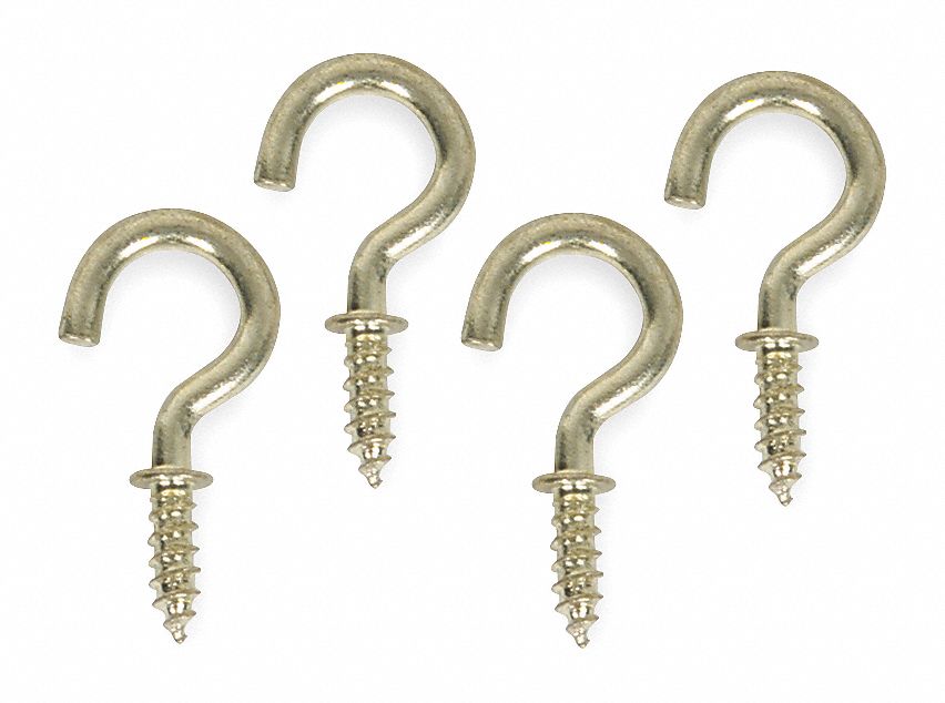 GRAINGER APPROVED Cup Hook, ScrewIn, Overall Length 13/16 in, PK 20