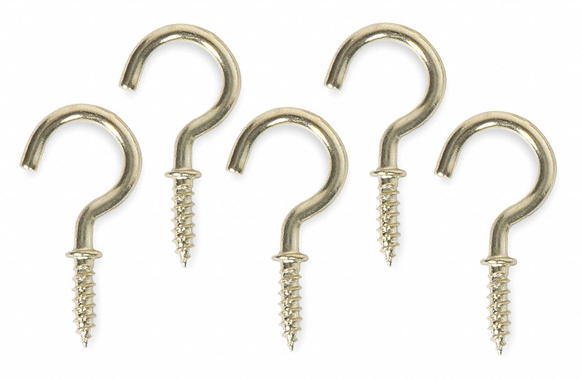 Cup Hook Brass Steel 1 1/8 in D PK20