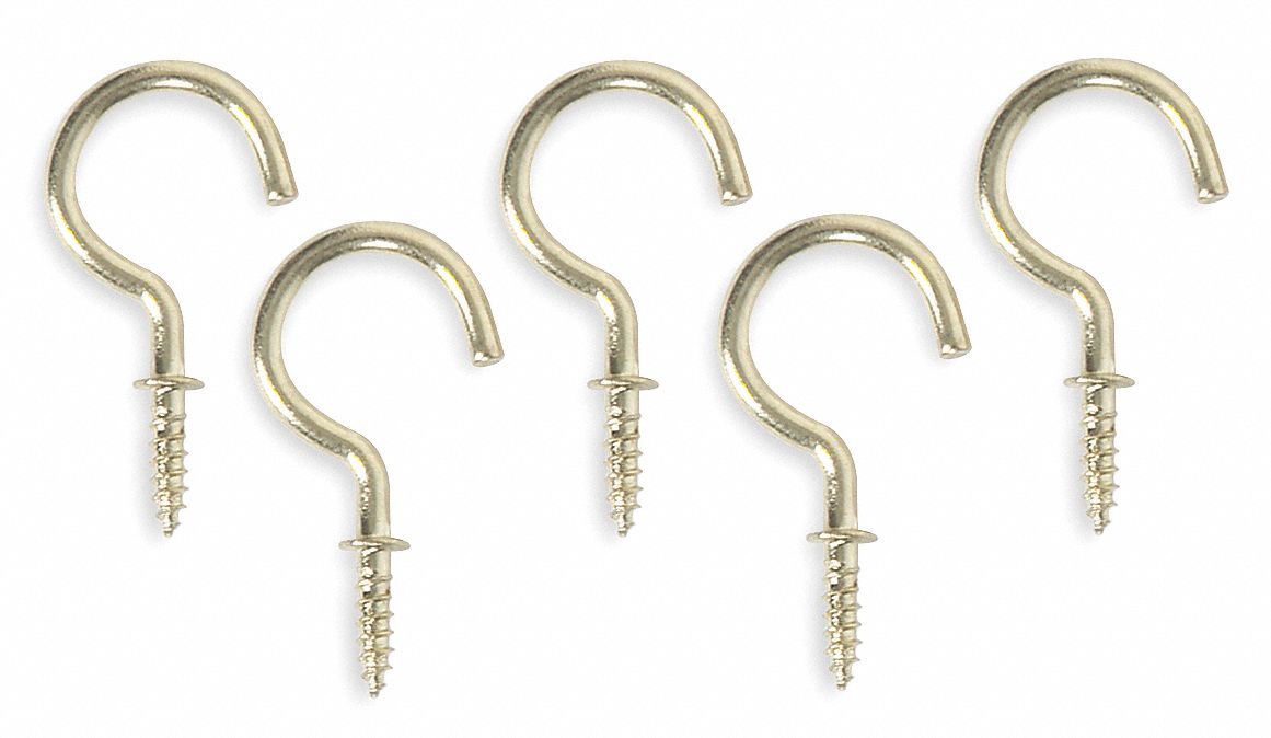 Cup Hook Brass Steel 1 1/4 in D PK20