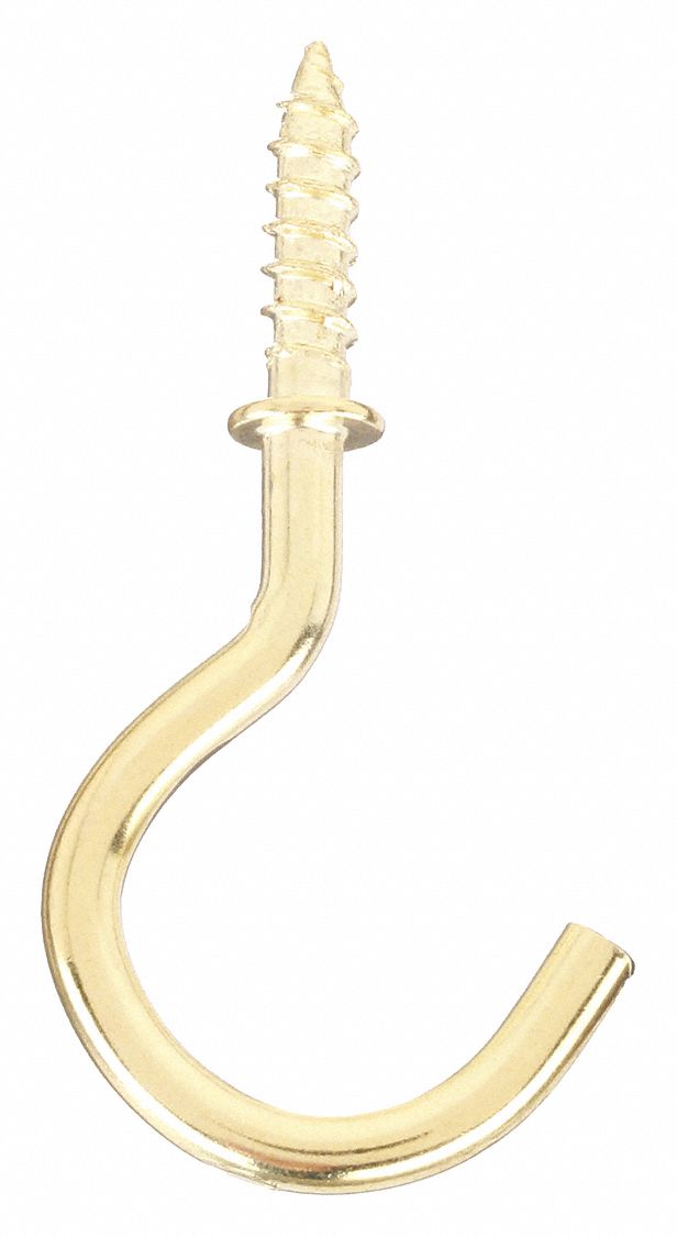 CUP TYPE HOOK BRASS LENGTH 1 IN PK2