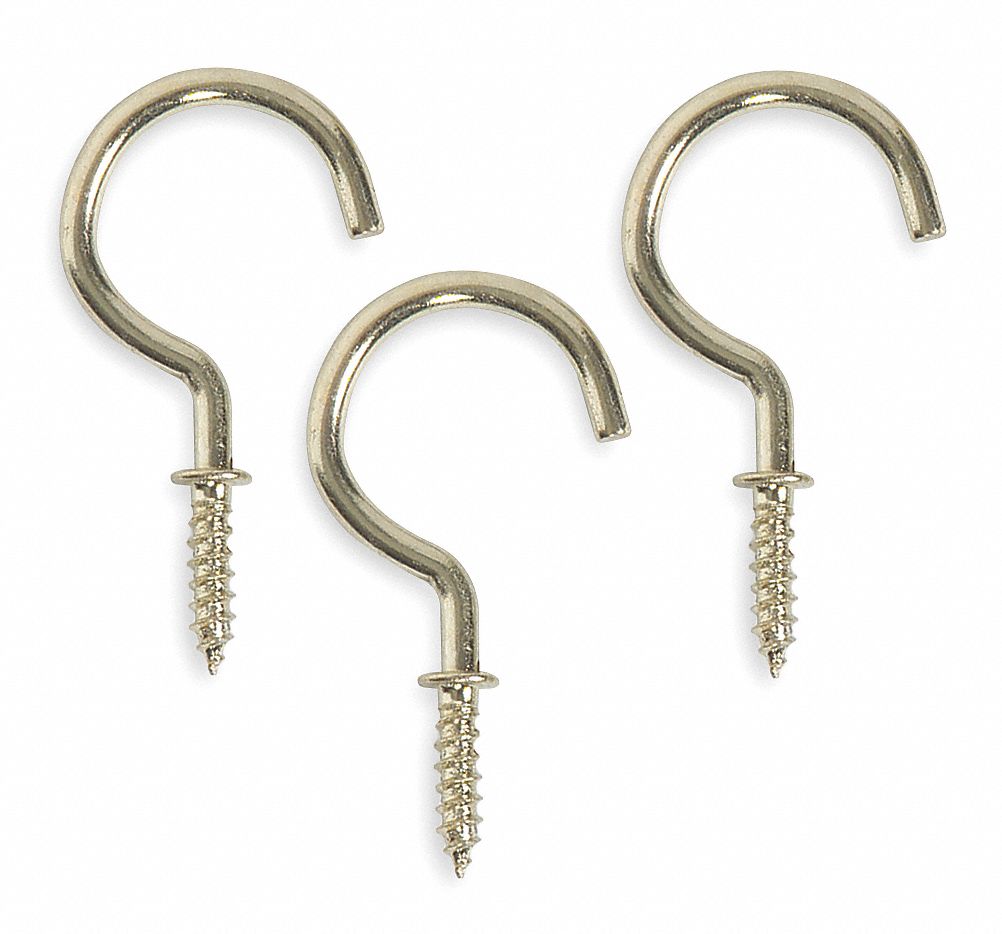 GRAINGER APPROVED Cup Hook, ScrewIn, Overall Length 1 7/8 in, PK 20