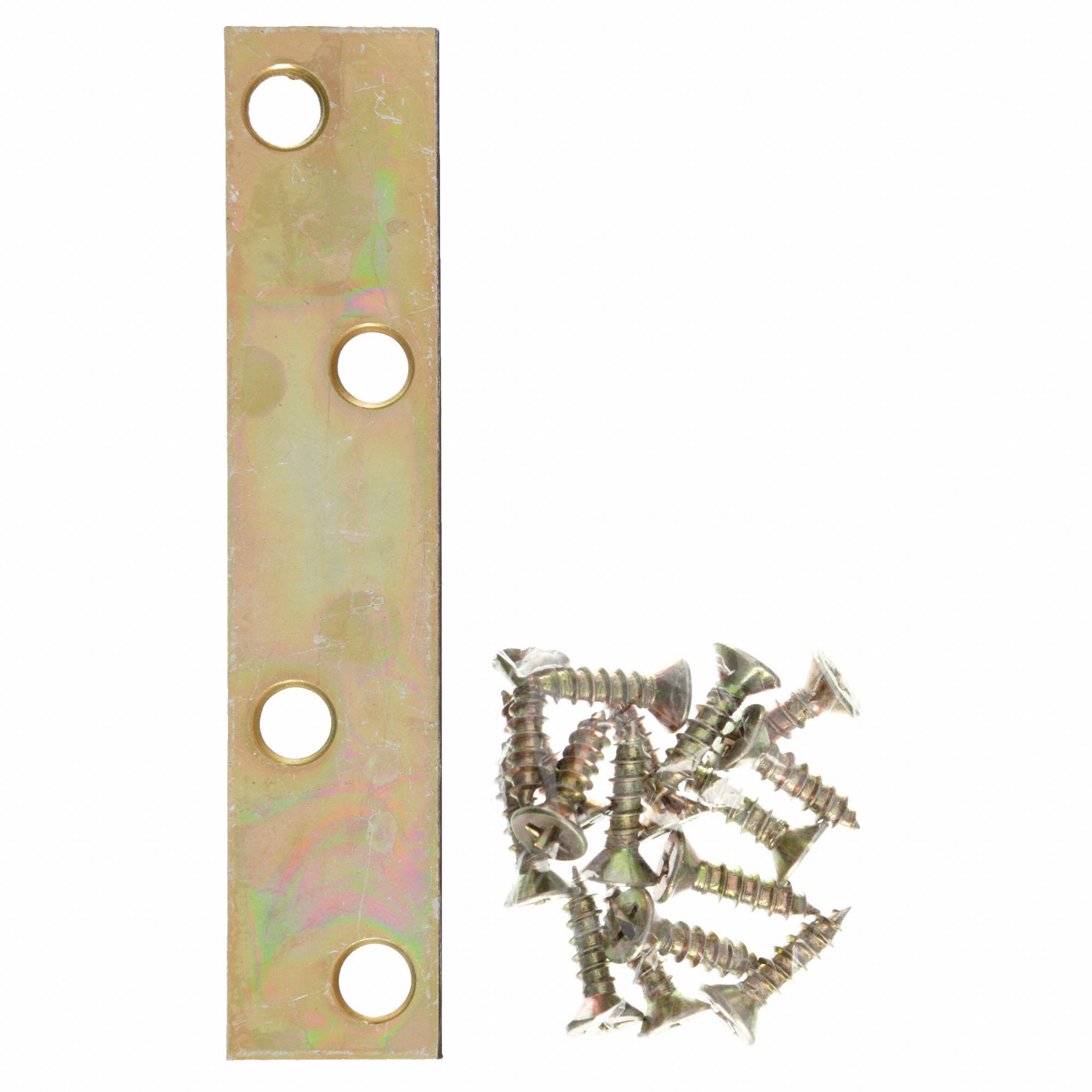 GRAINGER APPROVED 4 in" x 27/32 in" Steel Mending Plate with Brass