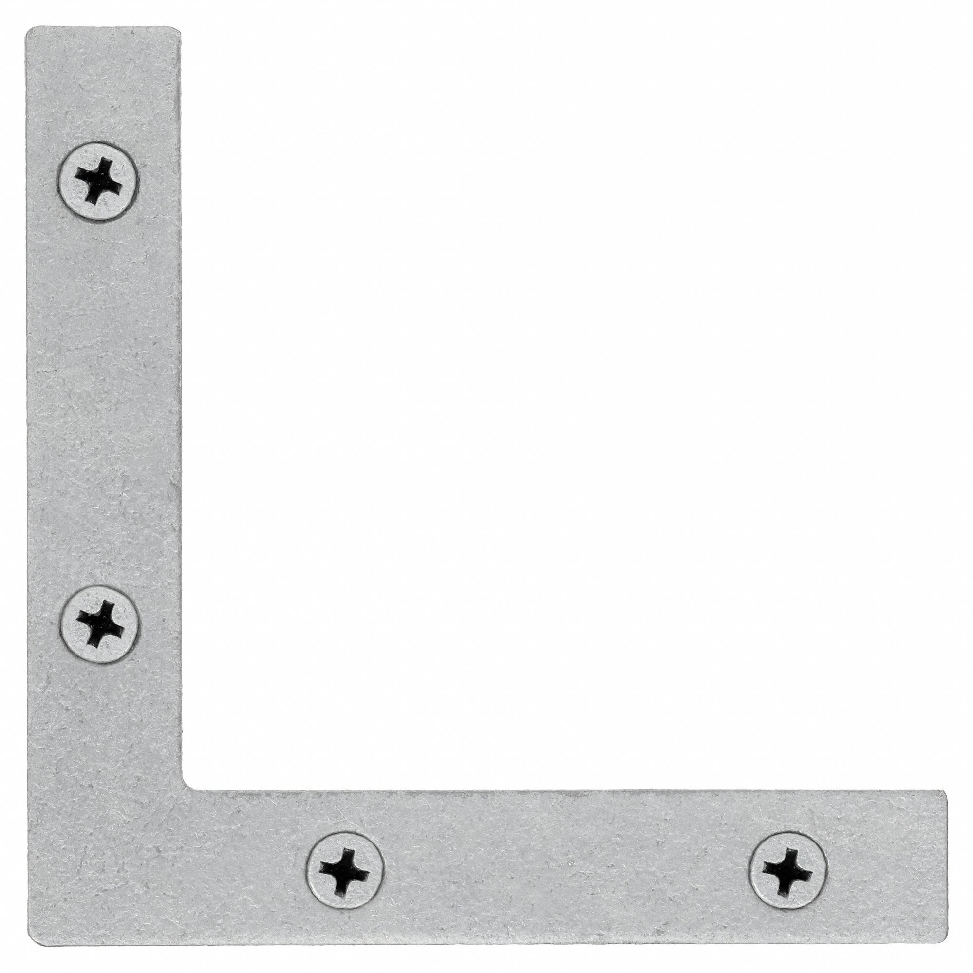 Flat Corner Brace: Steel, 1/16 in Ht, 3 in Lg, 4 PK