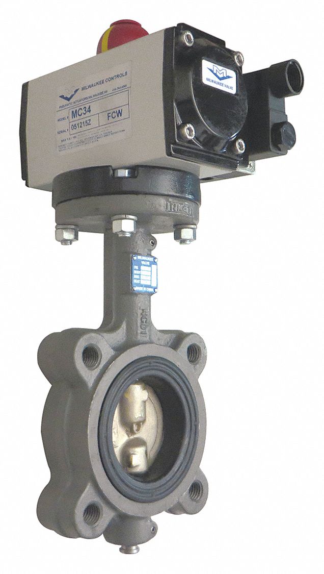 Pneumatically Actuated Butterfly Valve: For Water Media, Air to Air, Cast Iron, Lug