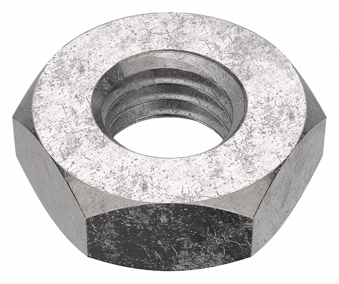 Jam Nut: Jam Hex, 1/4"-28 Thread, 7/16 in Hex Wd, 5/32 in Hex Ht, Stainless Steel, 18-8, 100 PK