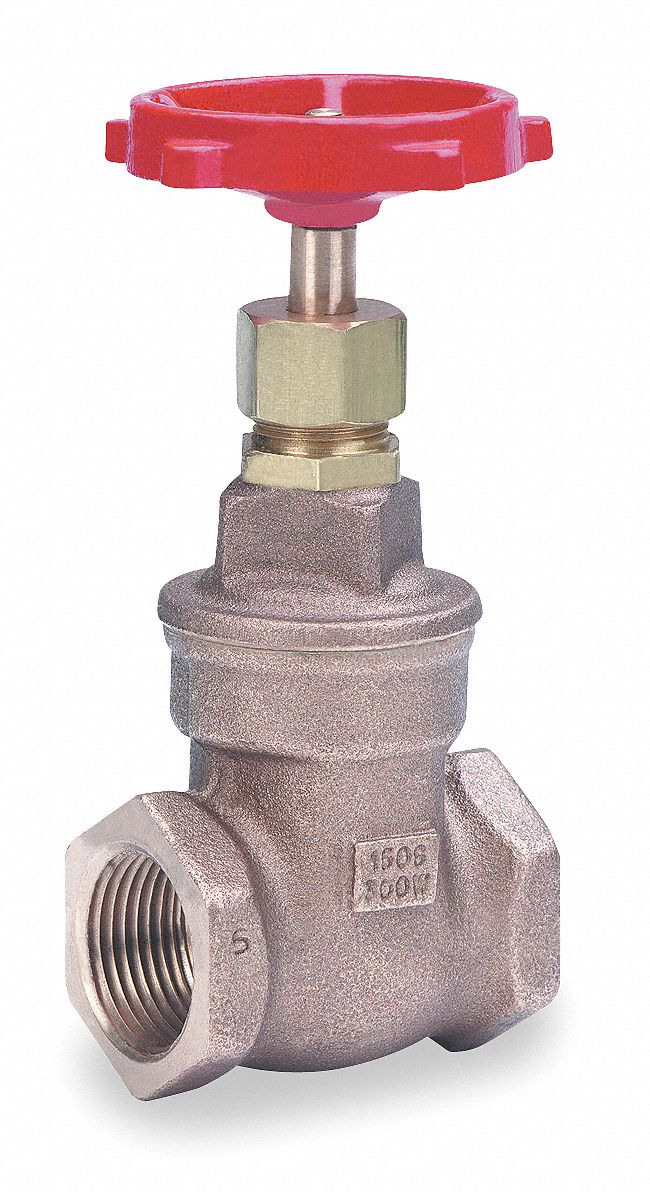 Gate Valve: 1 1/4 in, Bronze, Non-Rising, FNPT x FNPT, 300 psi Max. Pressure (CWP)