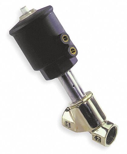 ANGLE BODY PISTON VALVE: 2-WAY, NORMALLY CLOSED, 1½ IN PIPE SIZE, BRONZE BODY, FKM SEAL