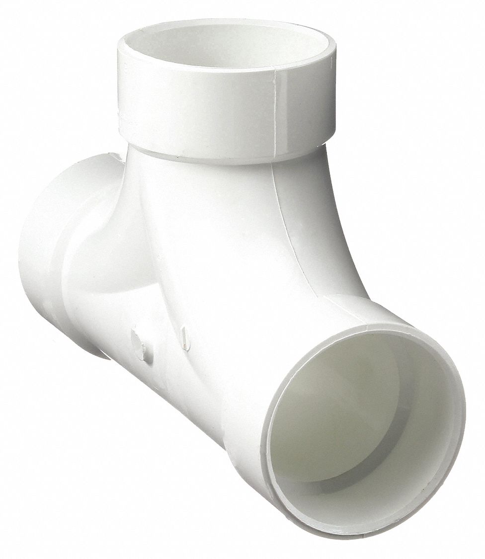 TWO-WAY CLEANOUT TEE: SCHEDULE 40, 3 IN X 3 IN X 3 IN FITTING PIPE SIZE, WHITE