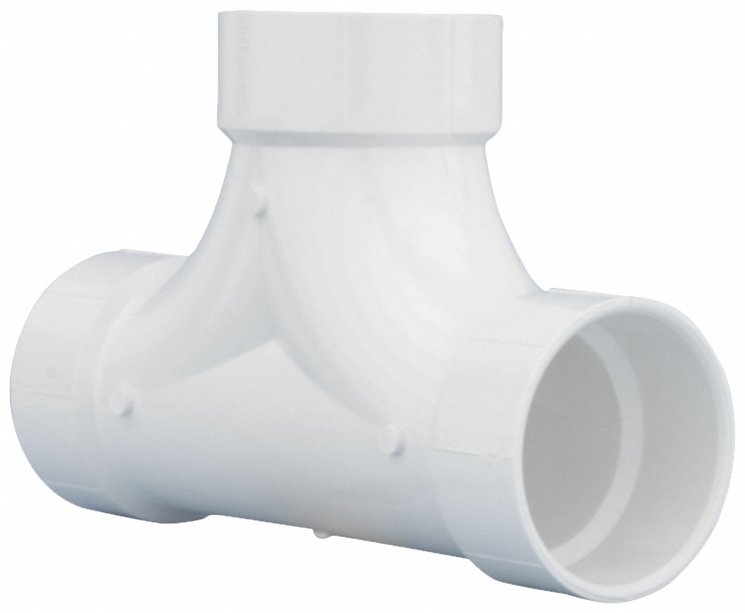 GRAINGER APPROVED PVC Two Way Cleanout Tee, Hub, 3 in Pipe Size Pipe