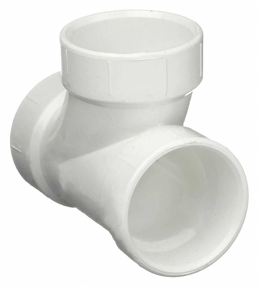 SANITARY TEE: SCHEDULE 40, 4 IN X 4 IN X 4 IN FITTING PIPE SIZE, WHITE