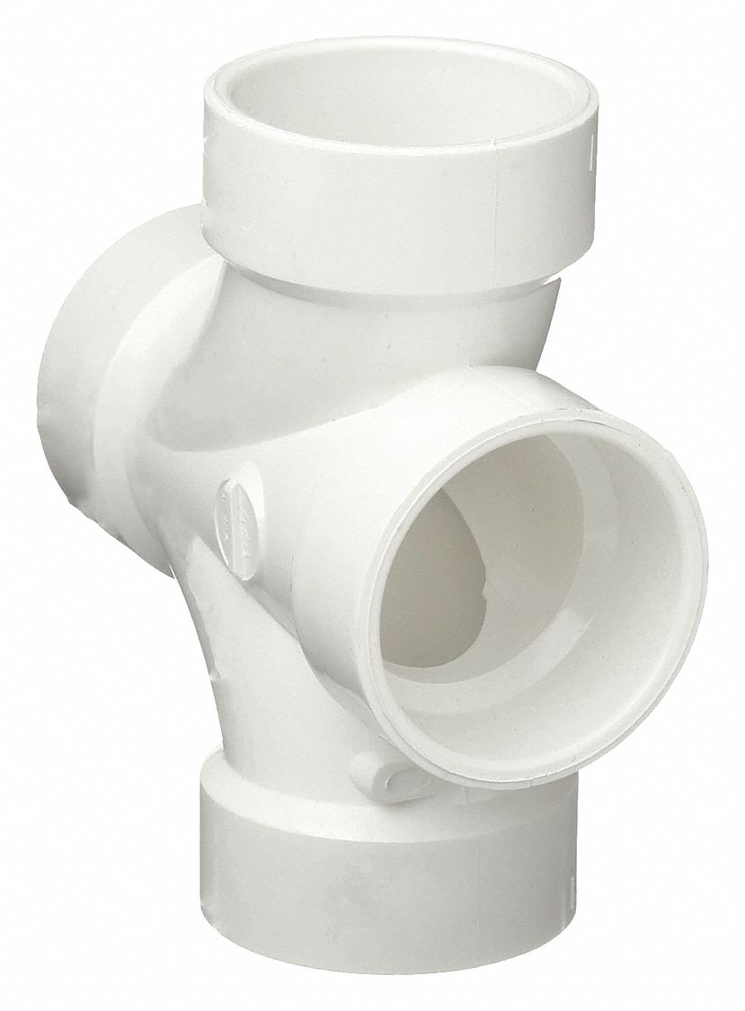 DOUBLE SANITARY TEE: SCHEDULE 40, 1½ IN X 1½ IN X 1½ IN X 1½ IN FITTING, WHITE