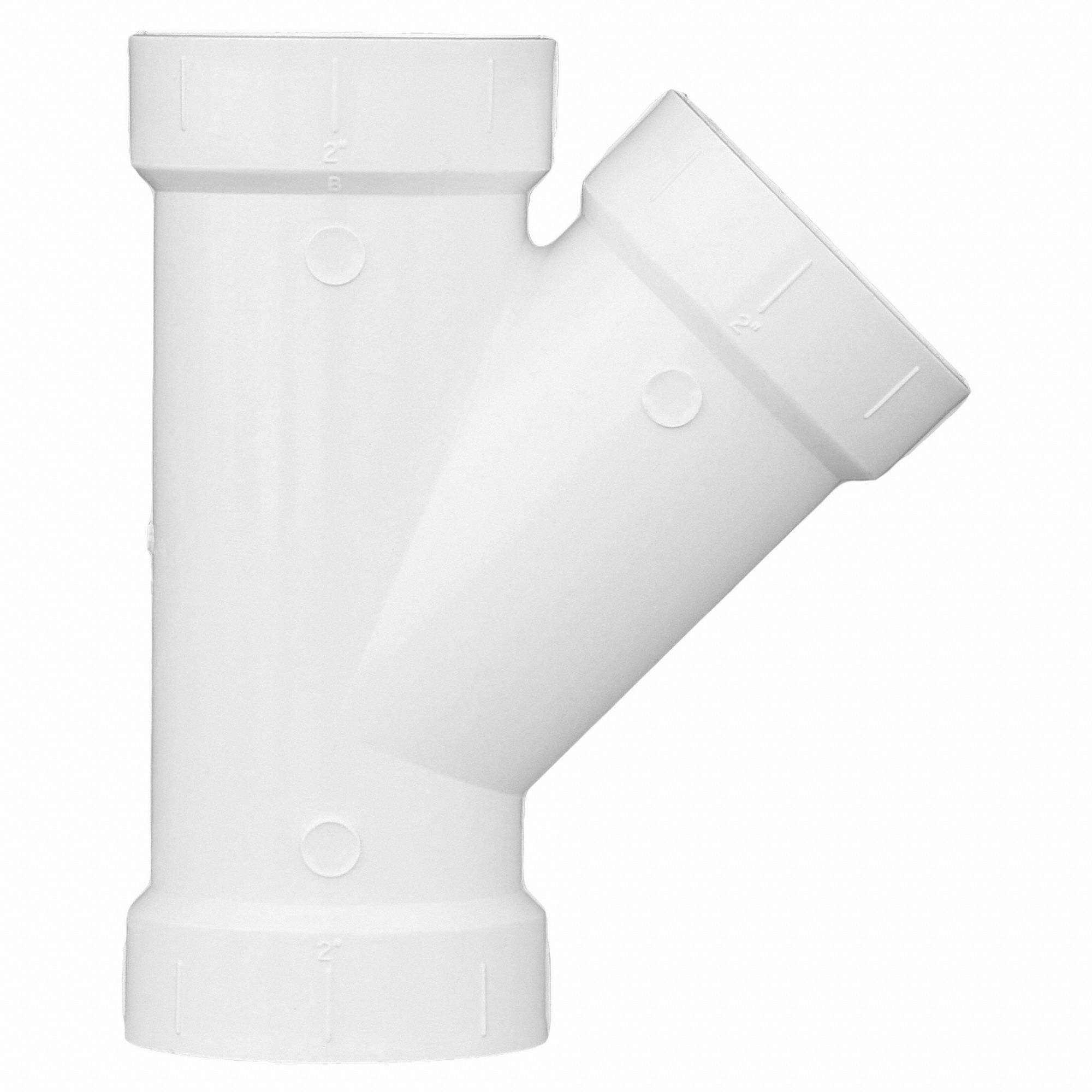 GRAINGER APPROVED PVC Wye, Hub, 2 in Pipe Size Pipe Fitting 1WJU1