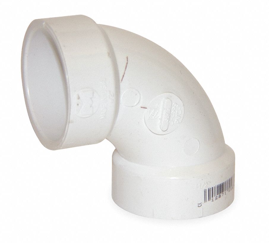 90 °  ELBOW: SCHEDULE 40, 4 IN X 4 IN FITTING, FEMALE X FEMALE SOCKETS, WHITE