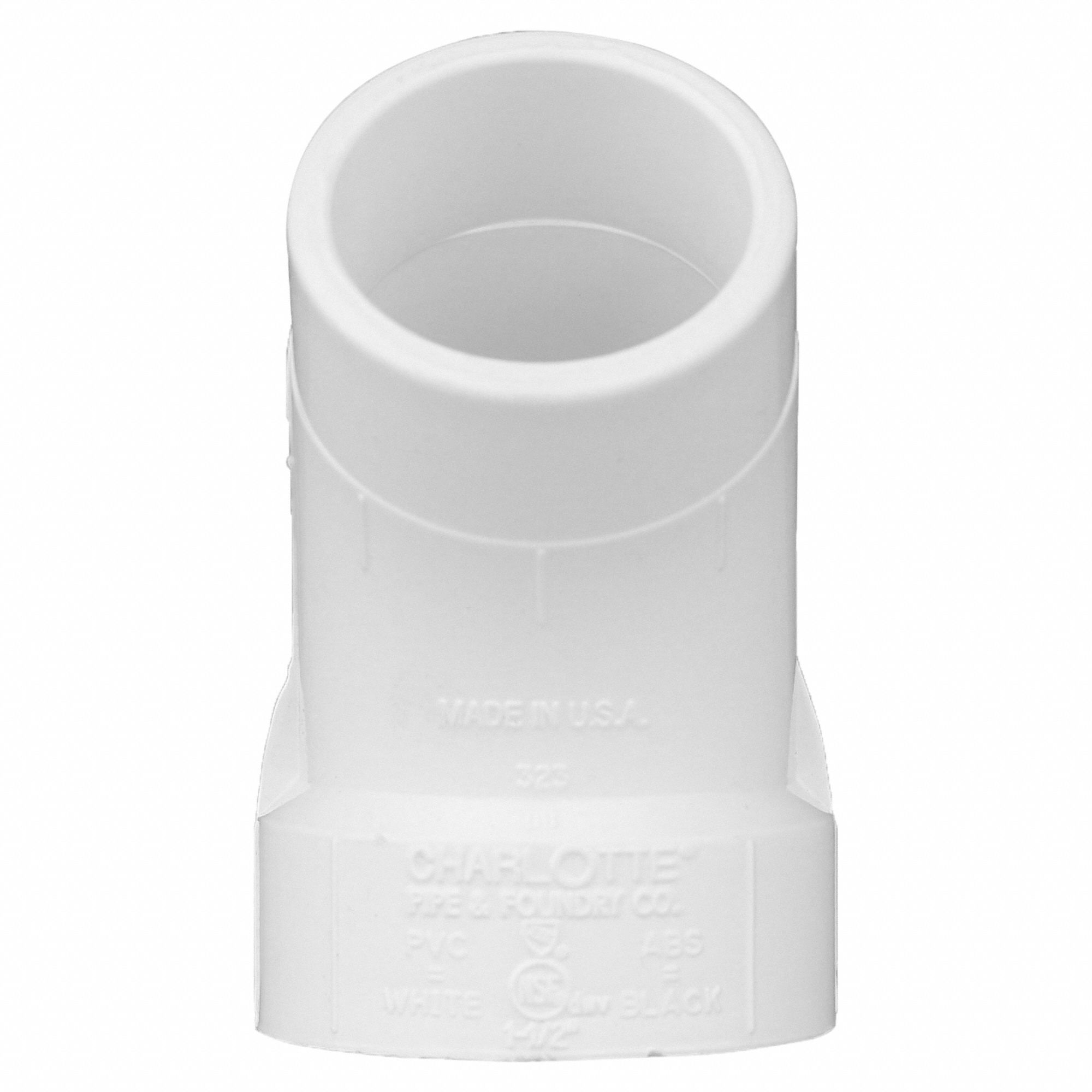 GRAINGER APPROVED PVC Street Elbow, 45 Degrees, Hub x Spigot, 11/2 in