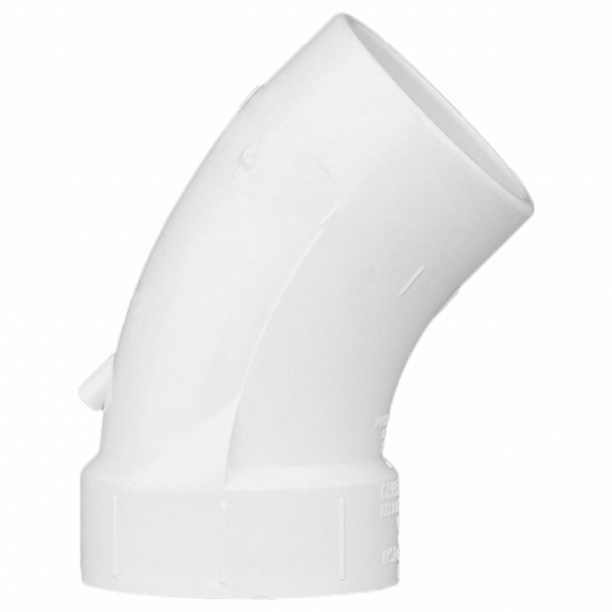 GRAINGER APPROVED PVC Street Elbow, 45 Degrees, Hub x Spigot, 2 in Pipe Size Pipe Fitting