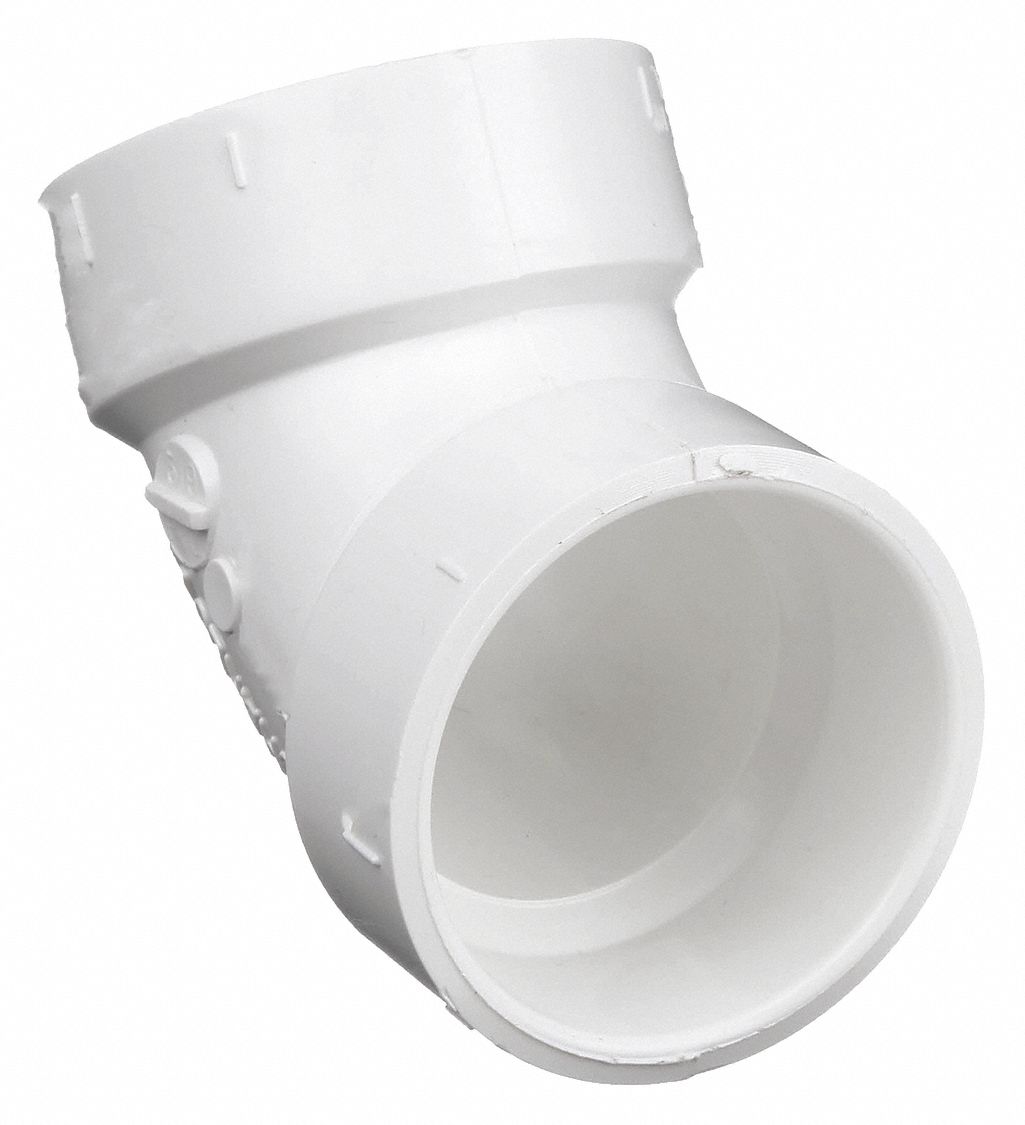 60 °  ELBOW: SCHEDULE 40, 4 IN X 4 IN FITTING, FEMALE X FEMALE SOCKETS, WHITE