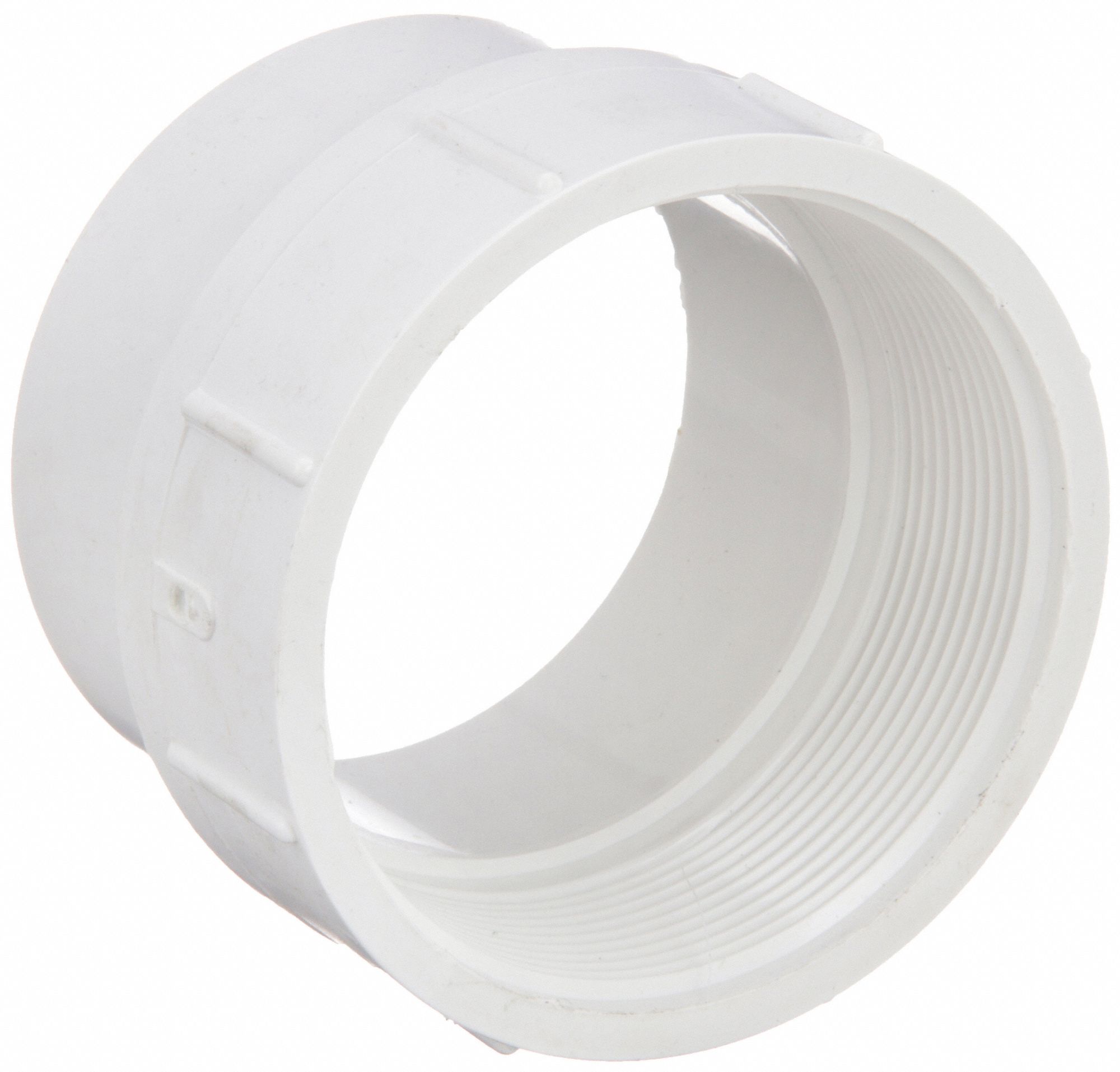 CLEANOUT ADAPTER: SCHEDULE 40, 6 IN X 6 IN FITTING, FEMALE NPT X FEMALE NPT, WHITE