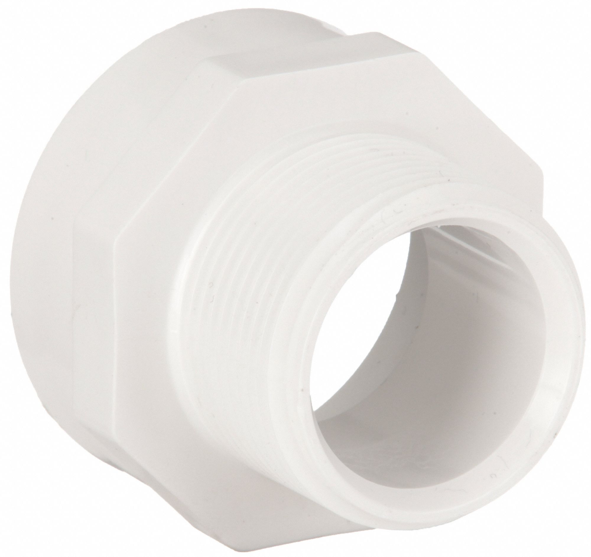 MALE ADAPTER: SCHEDULE 40, 1½ IN X 1¼ IN FITTING, MALE NPT X FEMALE SOCKET, WHITE