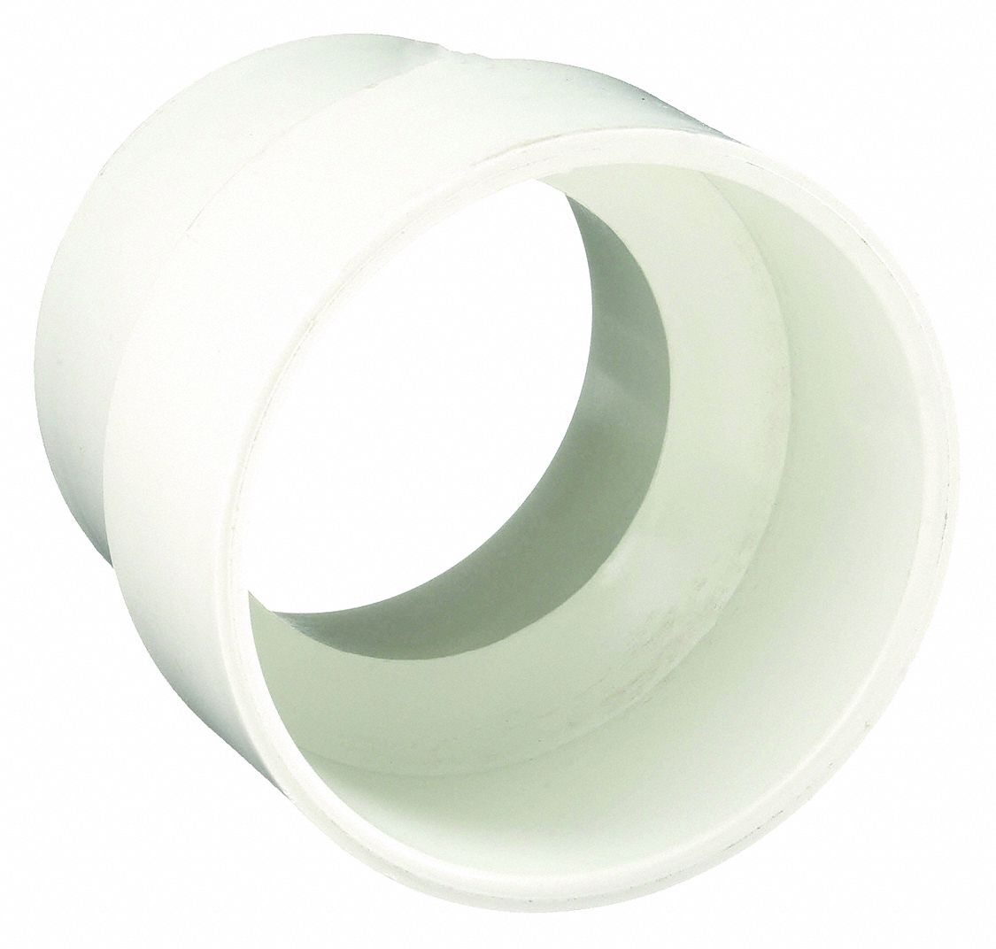 REDUCING ADAPTER: DWV, 4 IN X 3 IN FITTING, FEMALE X FEMALE SOCKETS, WHITE