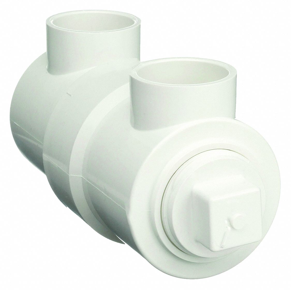 DRUM TRAP WITH CLEANOUT: SCHEDULE 40, 1½ IN X 3 IN X 6 IN FITTING PIPE SIZE, WHITE