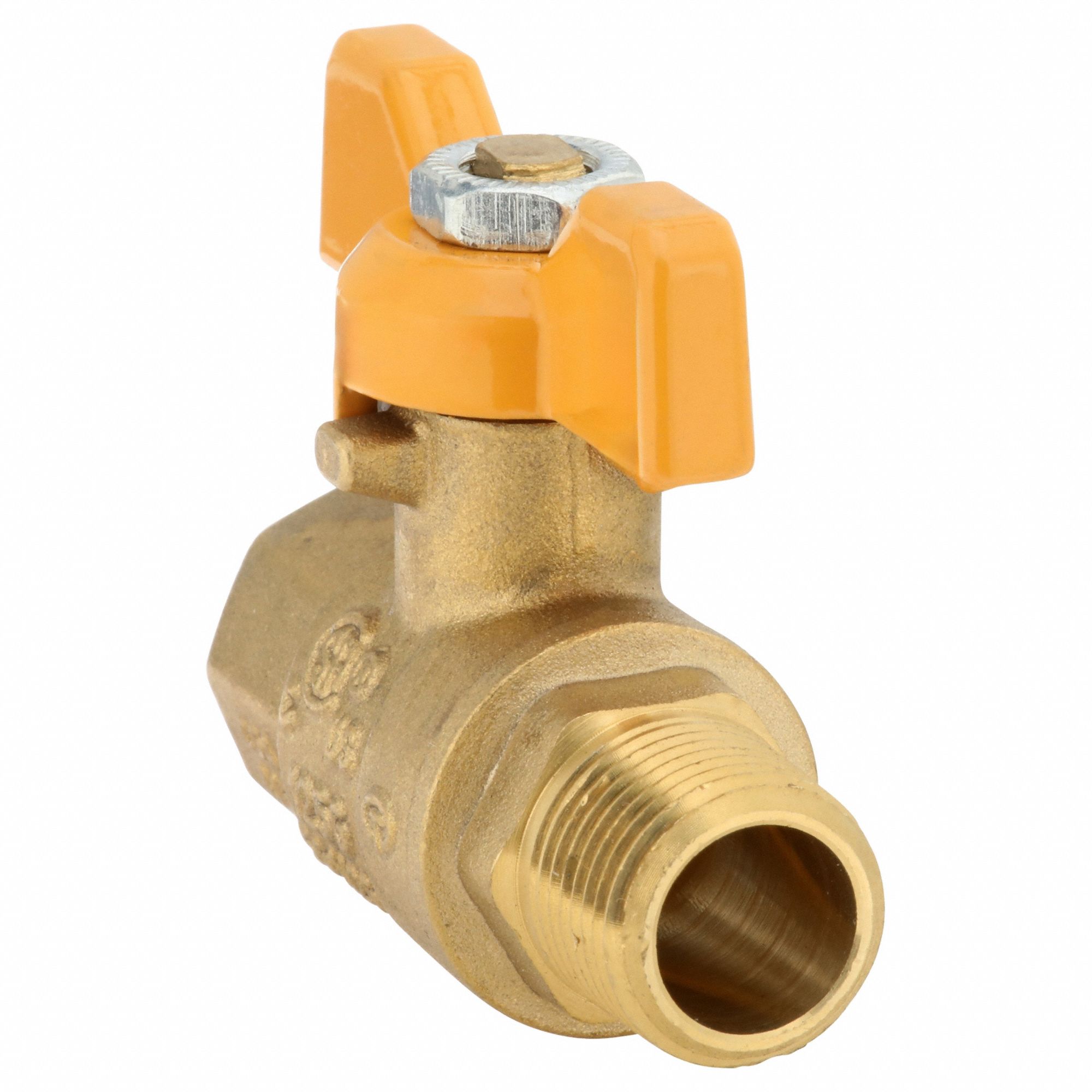 Manual Two-Way Ball Valve: 3/8 in, Brass, Straight, MNPT x FNPT, Full Port Ball Port