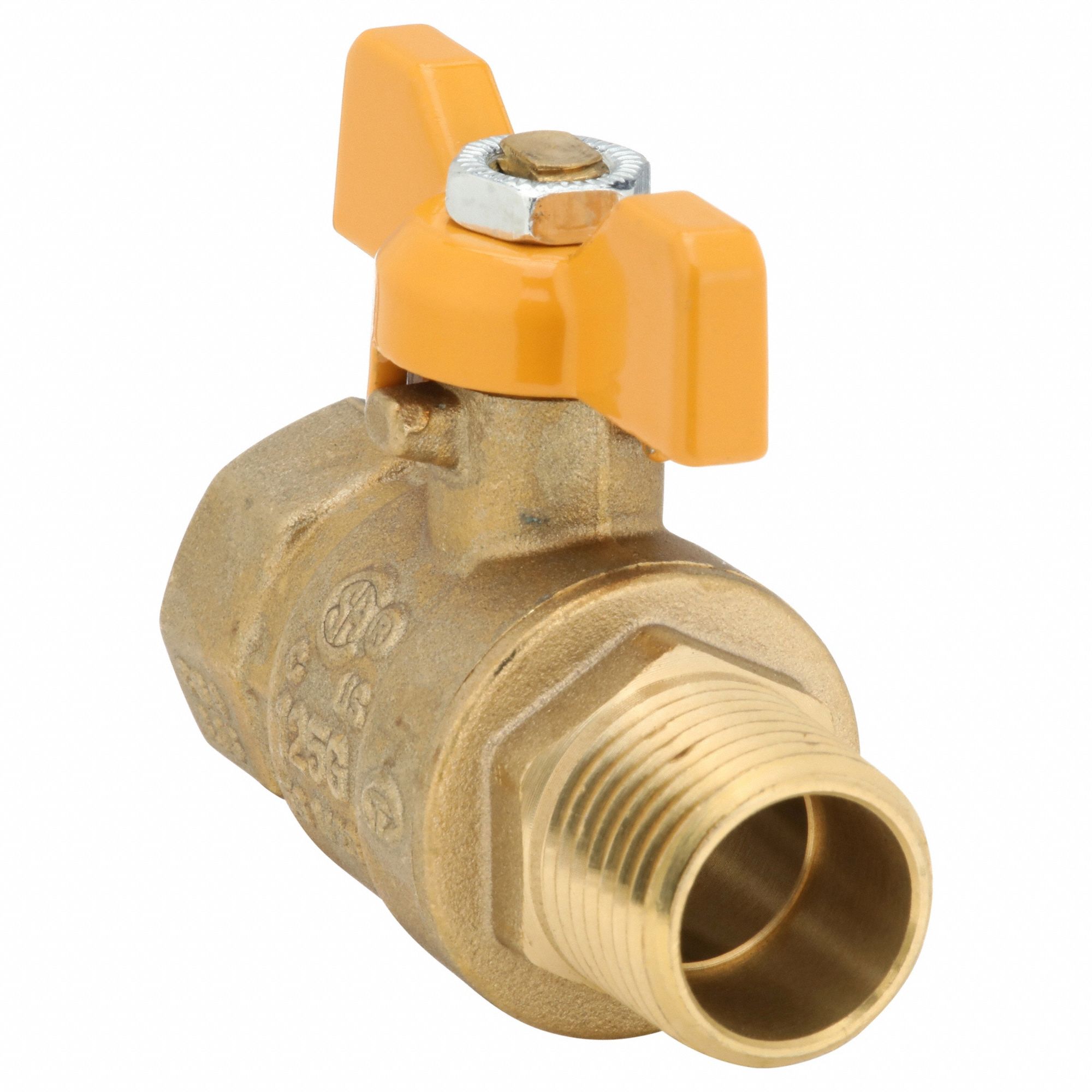 Manual Two-Way Ball Valve: 1/2 in, Brass, Straight, MNPT x FNPT, Full Port Ball Port