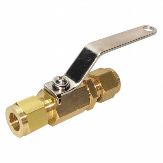 GRAINGER APPROVED Ball Valve, Brass, Inline, 2Piece, Pipe Size 1/8 in