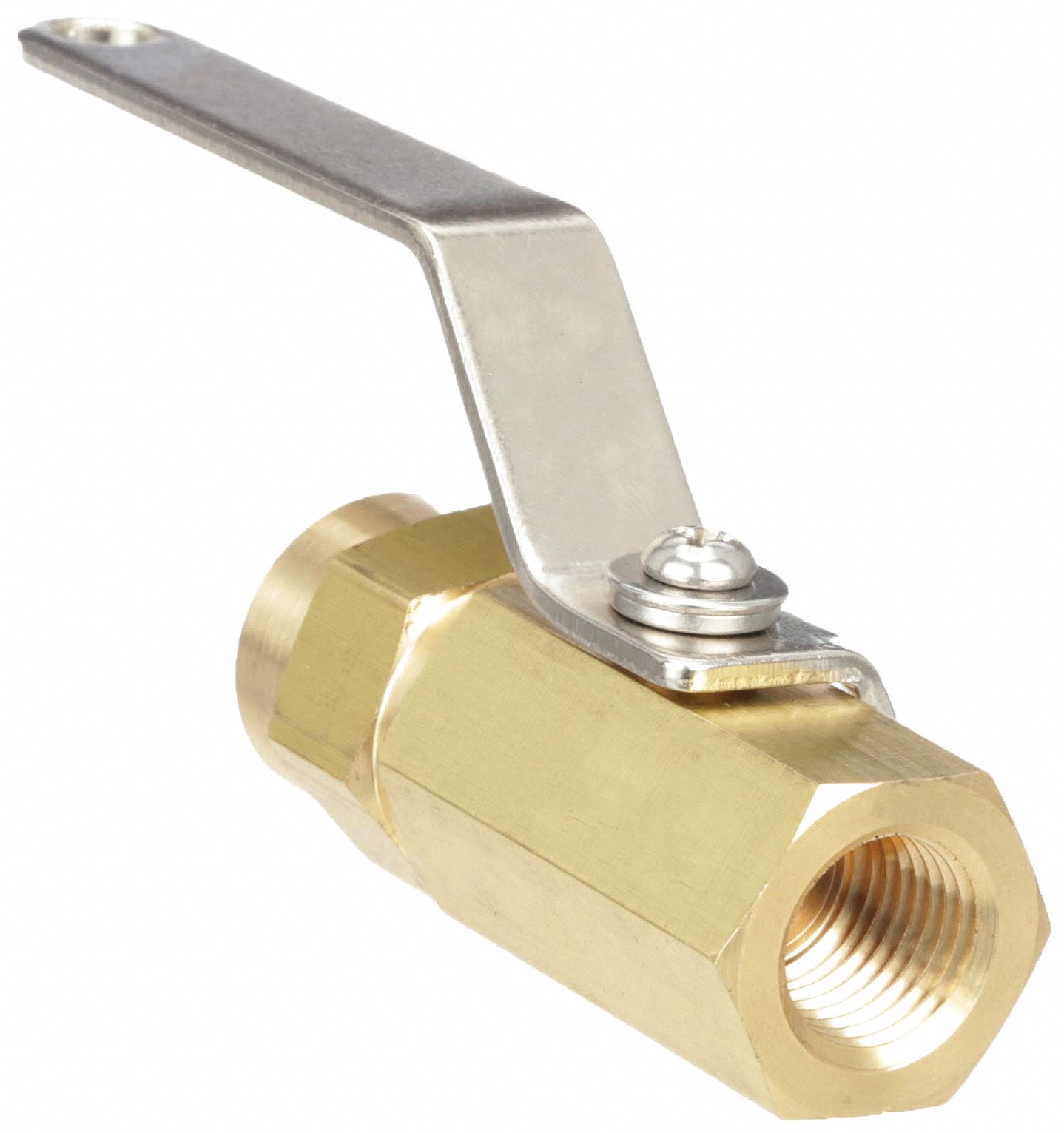MANUAL TWO-WAY BALL VALVE: ¼ IN, BRASS, STRAIGHT, FNPT X FNPT, FULL PORT BALL PORT