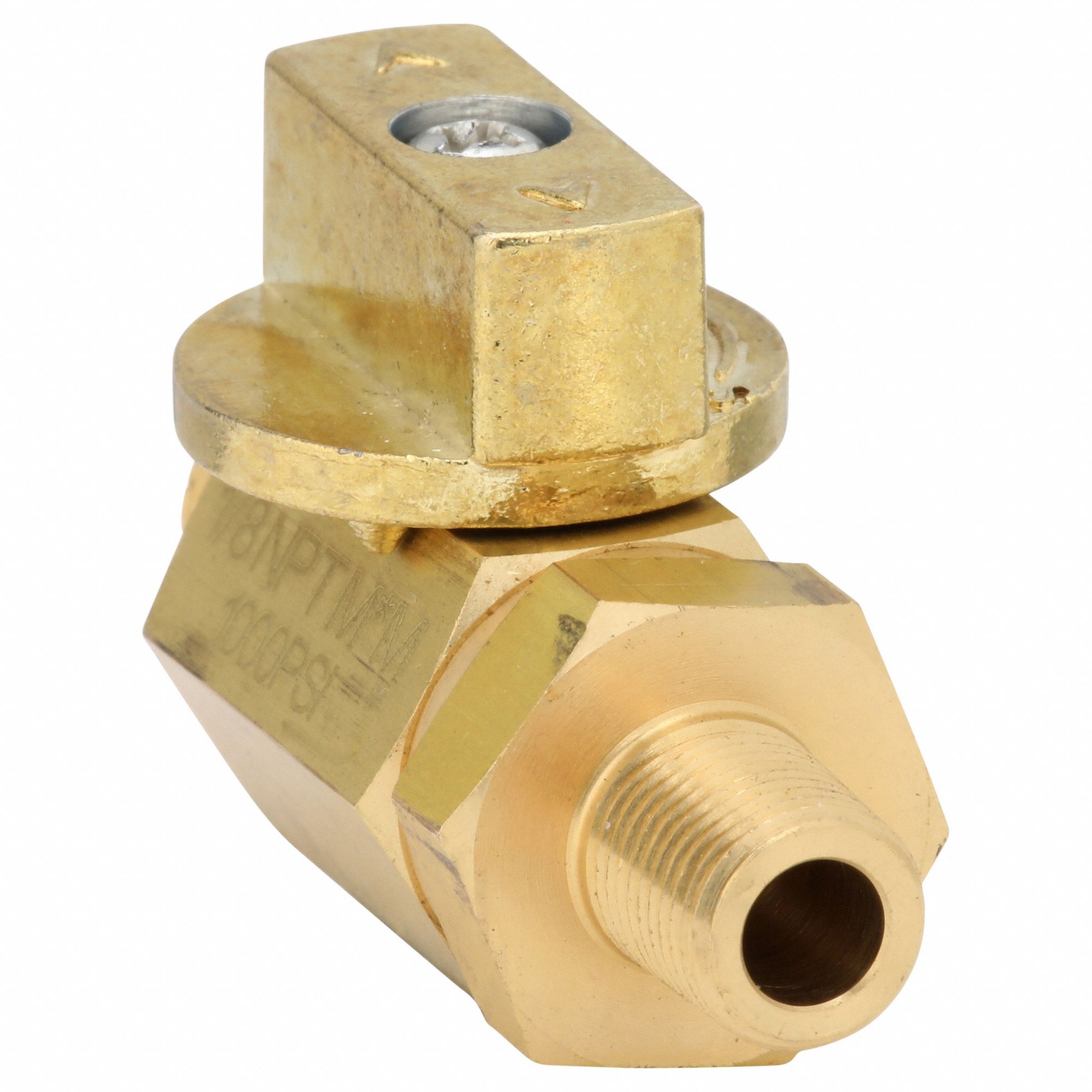 Manual Two-Way Ball Valve: 1/8 in, Brass, Straight, MNPT x MNPT, Full Port Ball Port