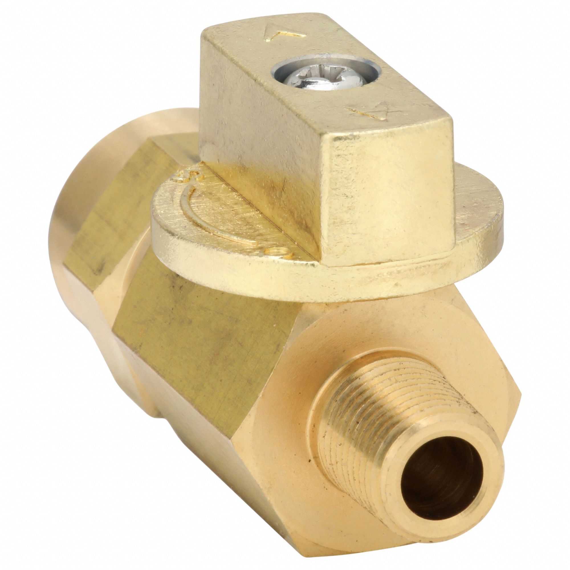 Manual Two-Way Ball Valve: 1/8 in, Brass, Straight, MNPT x FNPT, Full Port Ball Port