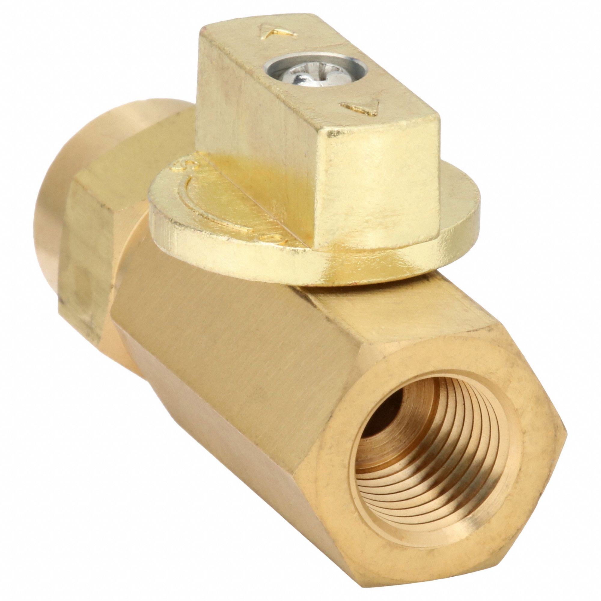 Manual Two-Way Ball Valve: 1/4 in, Brass, Straight, FNPT x FNPT, Full Port Ball Port