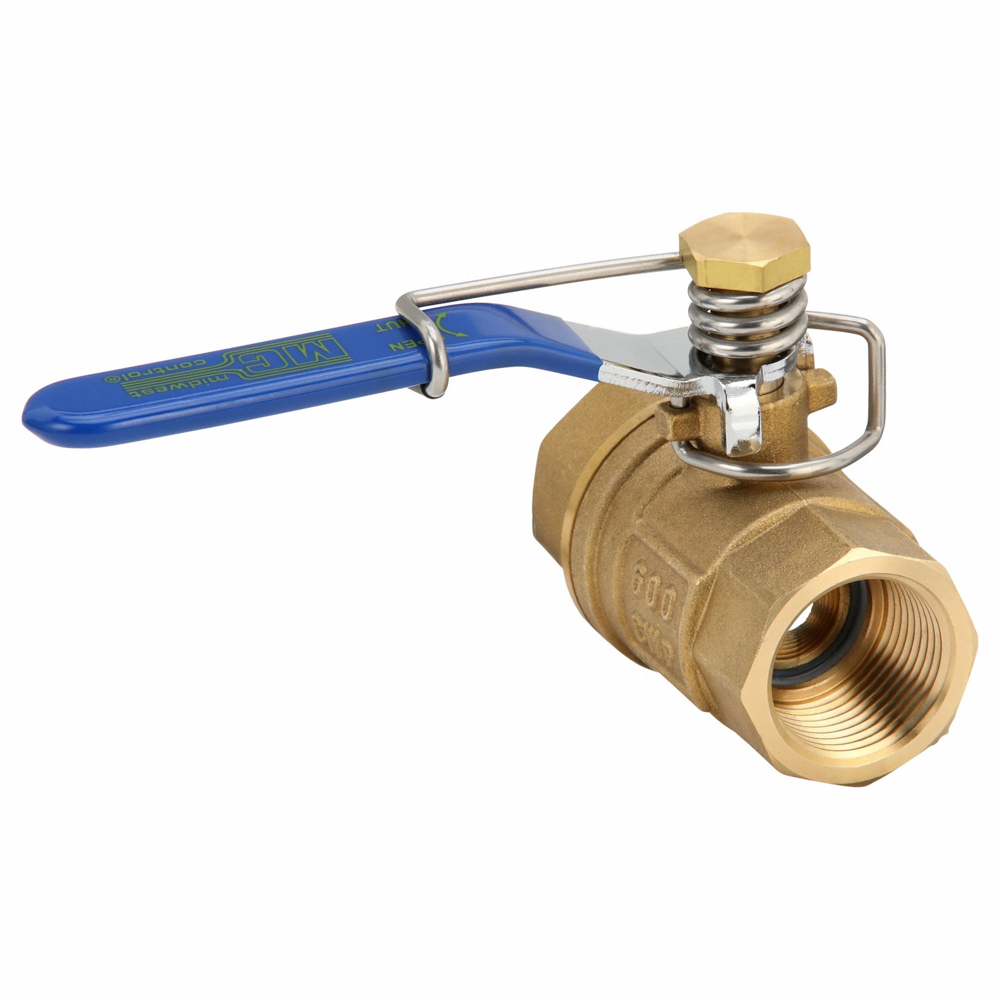 Manual Two-Way Ball Valve: 1 in, Brass, Straight, FNPT x FNPT, Full Port Ball Port