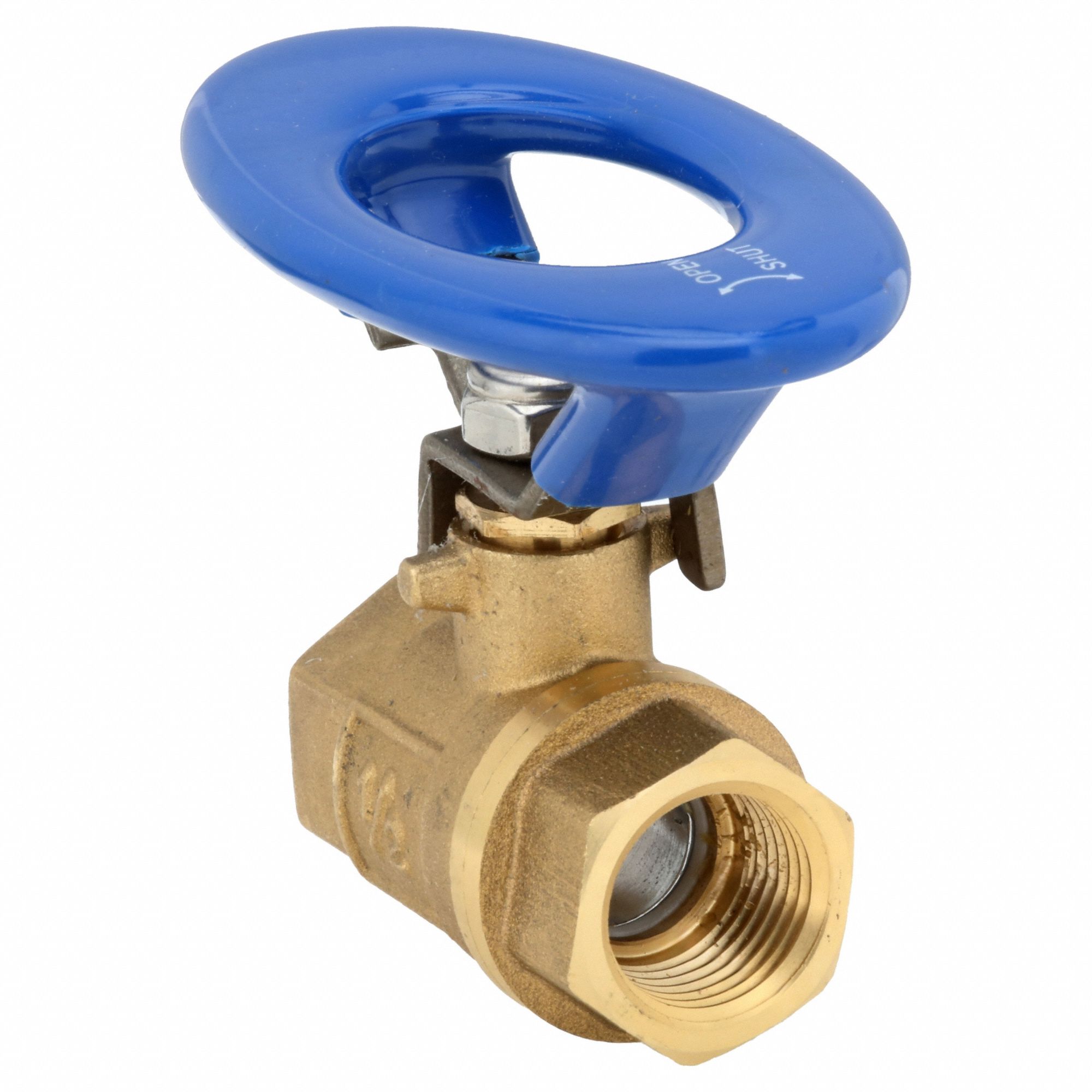 Manual Two-Way Ball Valve: 1/2 in, Brass, Straight, FNPT x FNPT, Full Port Ball Port