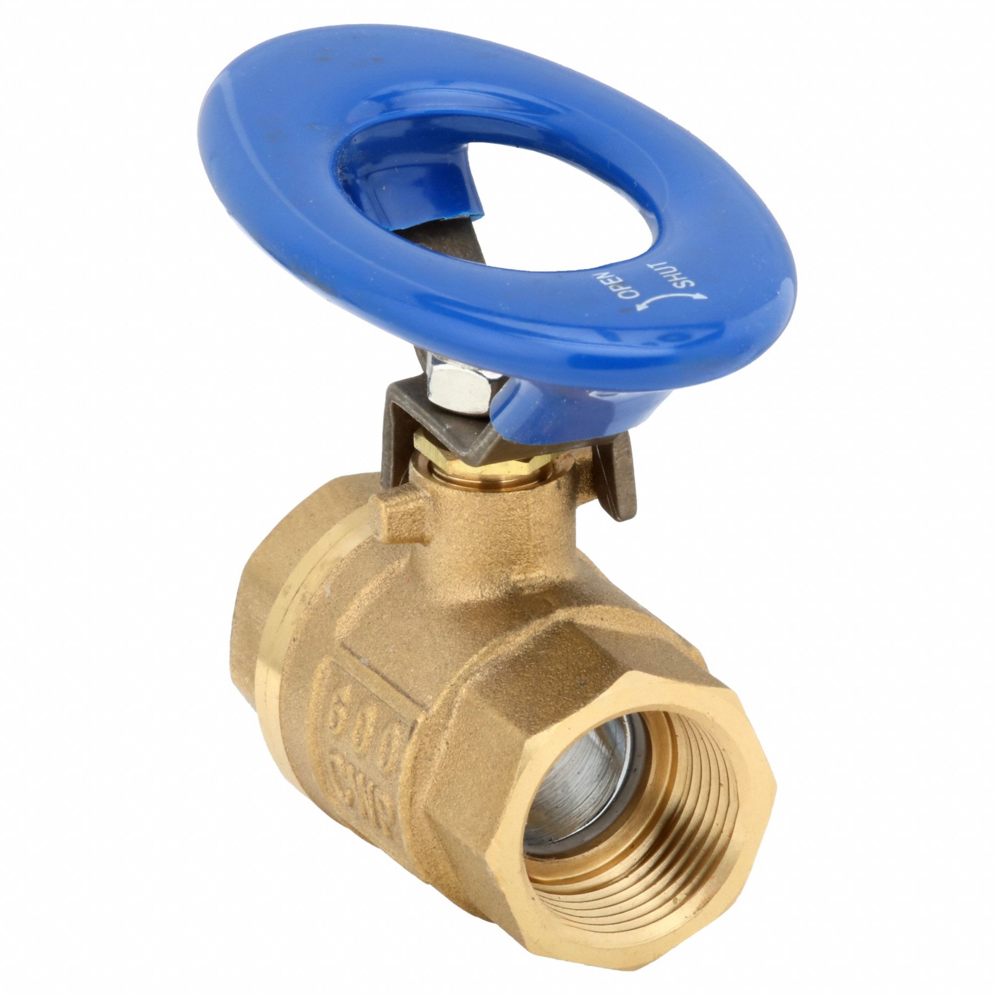 Manual Two-Way Ball Valve: 3/4 in, Brass, Straight, FNPT x FNPT, Full Port Ball Port