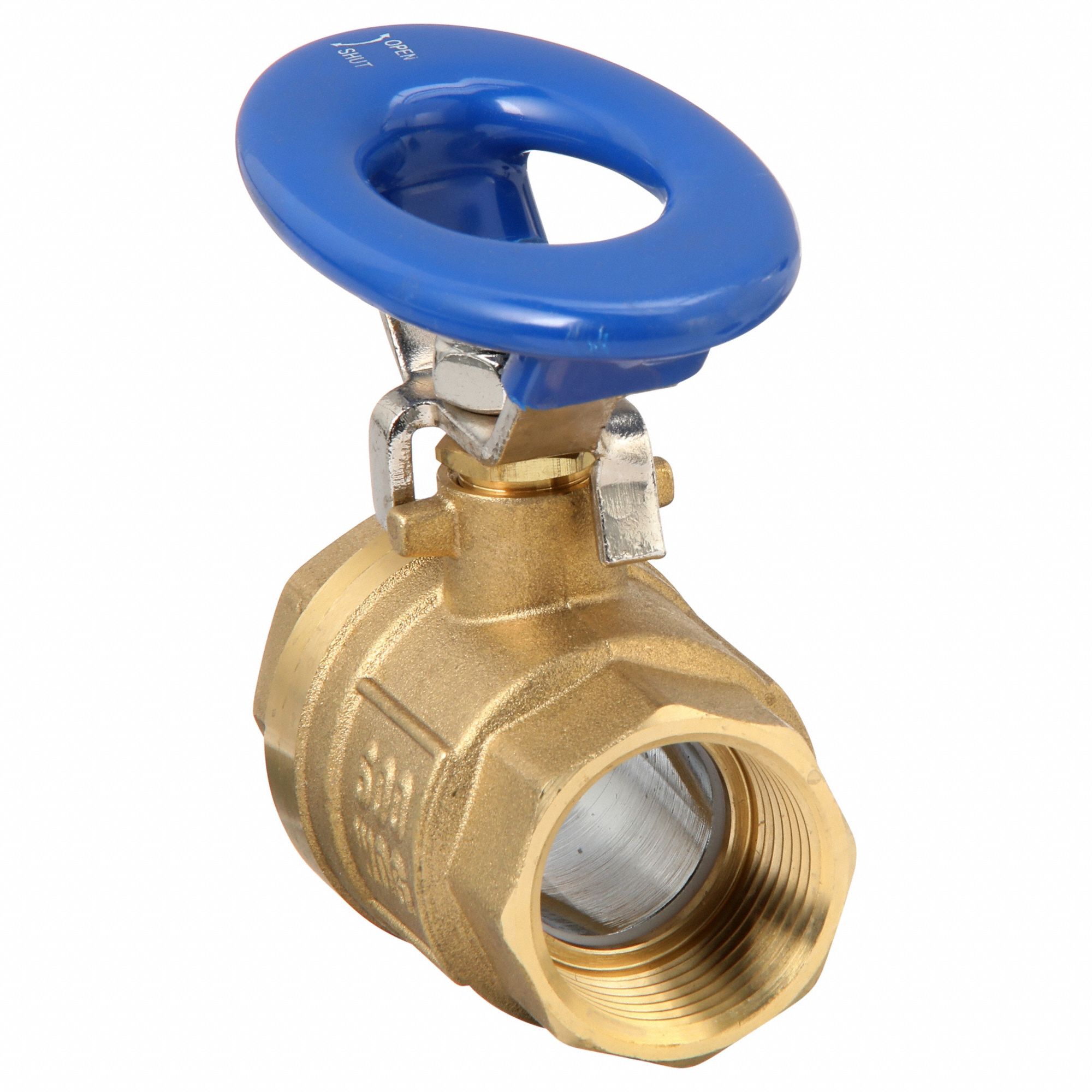 Manual Two-Way Ball Valve: 1 in, Brass, Straight, FNPT x FNPT, Full Port Ball Port