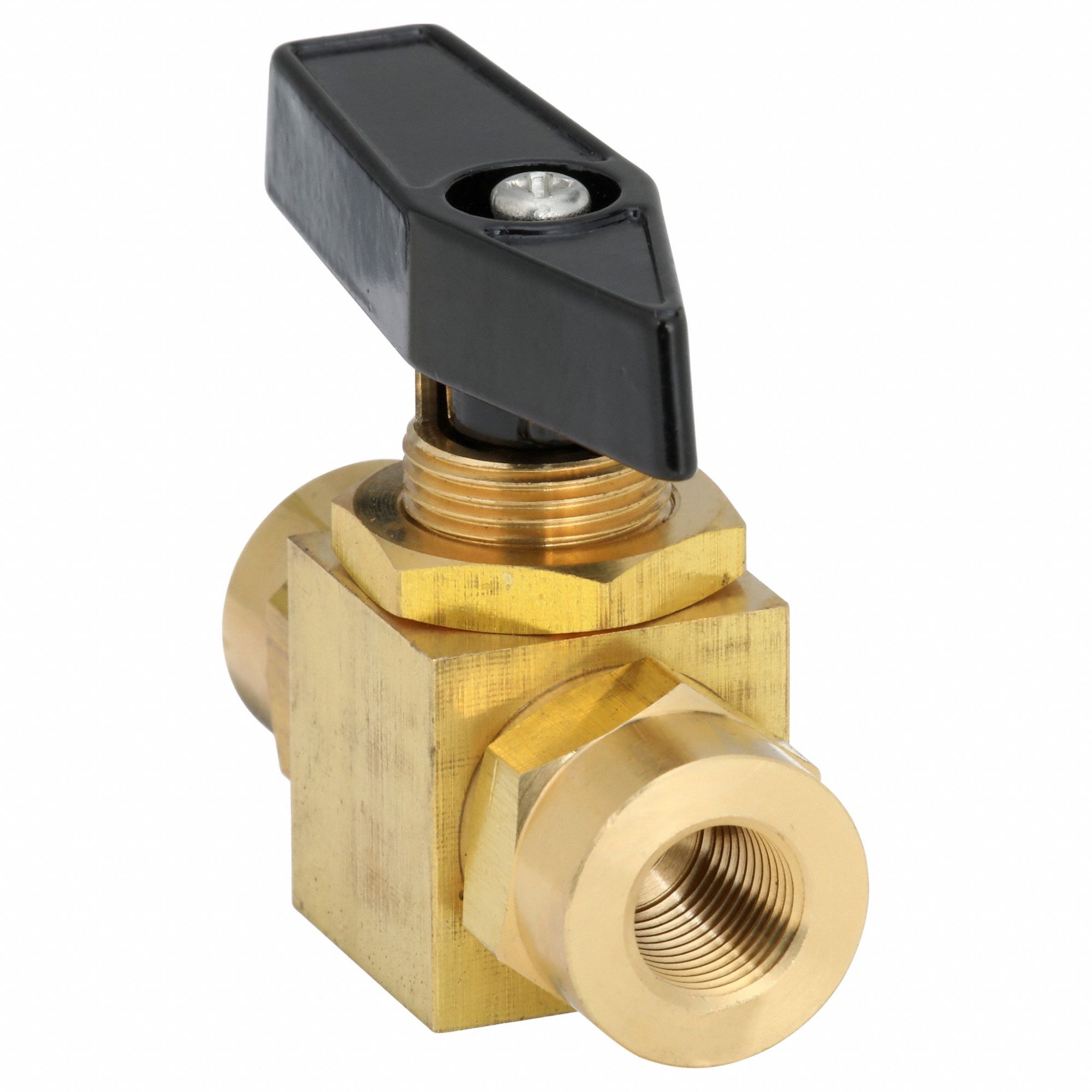 Manual Two-Way Ball Valve: 1/8 in, Brass, Straight, FNPT x FNPT, Std Port Ball Port