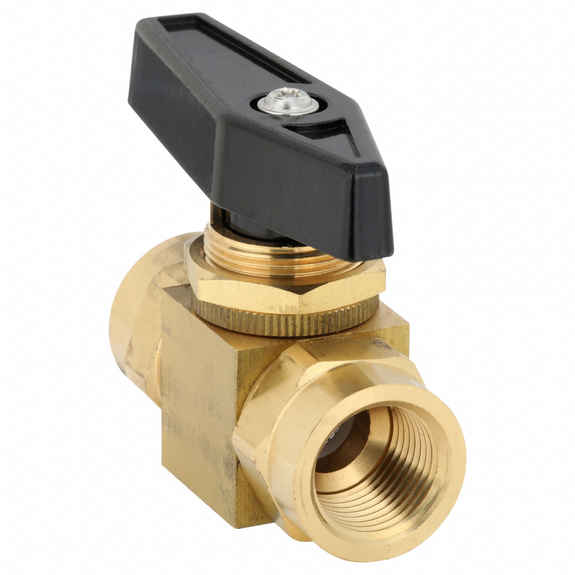 Manual Two-Way Ball Valve: 3/8 in, Brass, Straight, FNPT x FNPT, Std Port Ball Port