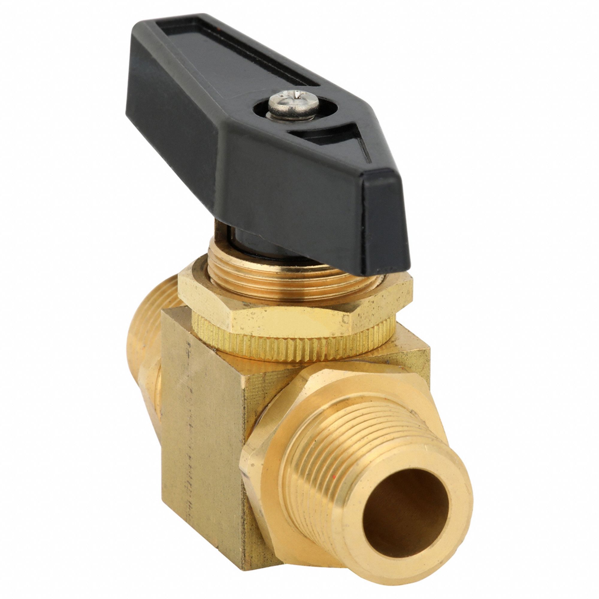 Manual Two-Way Ball Valve: 3/8 in, Brass, Straight, MNPT x MNPT, Std Port Ball Port