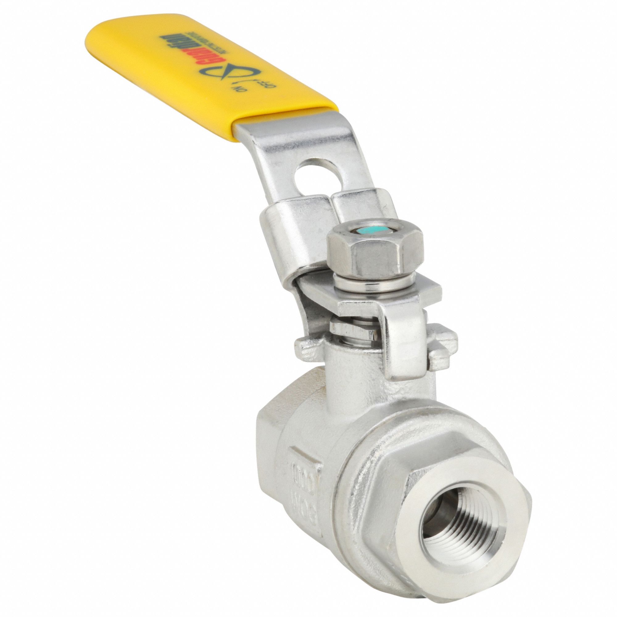 Manual Two-Way Ball Valve: 1/4 in, 316 Stainless Steel, Straight Valve Body, PTFE