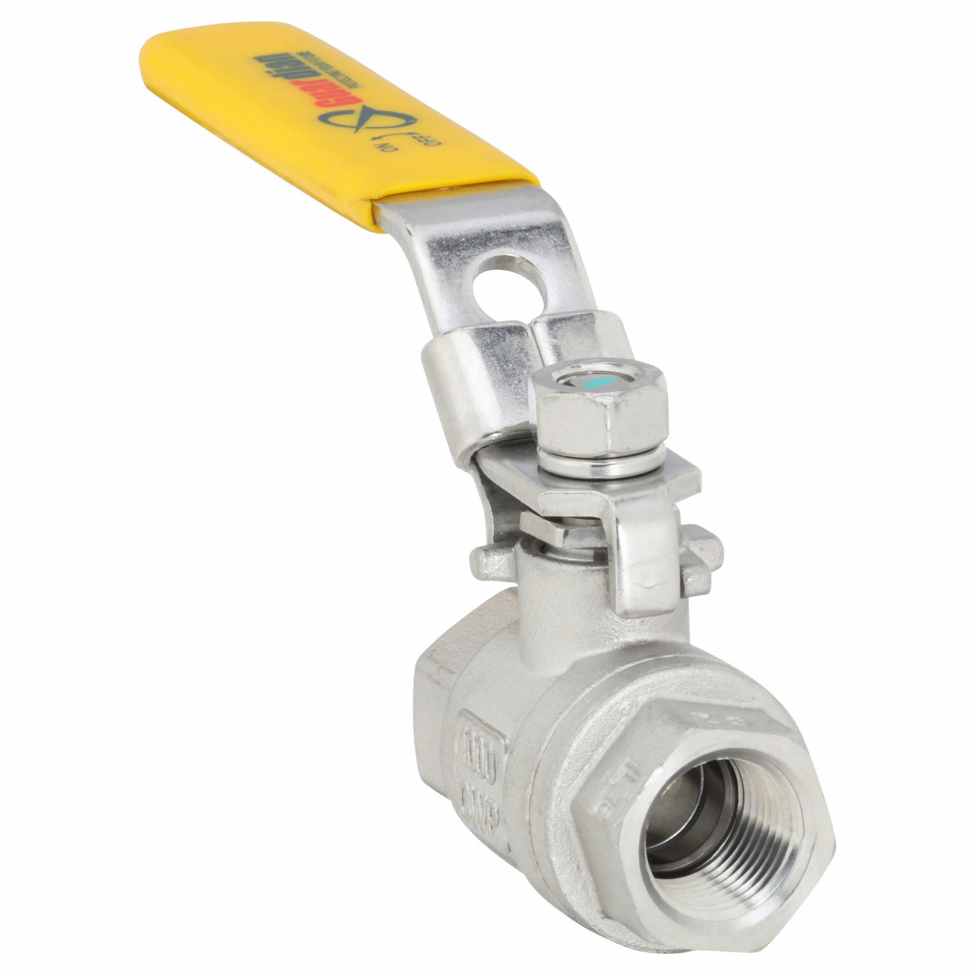 Manual Two-Way Ball Valve: 3/8 in, 316 Stainless Steel, Straight Valve Body, PTFE